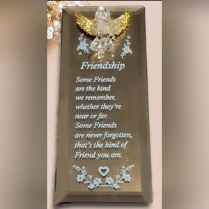 Friendship Plaque With 3D Angel Figurine Gift